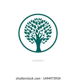 Green tree logo design. Abstract organic element vector design. Ecology Happy life Logotype concept icon.