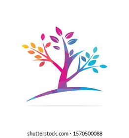 Green tree logo design. Abstract organic element vector design. Ecology Happy life Logotype concept icon.	