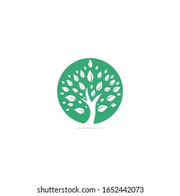 Green tree logo design. Abstract organic element vector design. Ecology Happy life Logotype concept icon.	