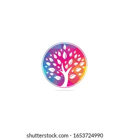 Green tree logo design. Abstract organic element vector design. Ecology Happy life Logotype concept icon.	