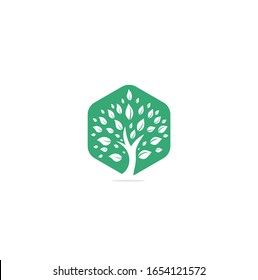 Green tree logo design. Abstract organic element vector design. Ecology Happy life Logotype concept icon.	