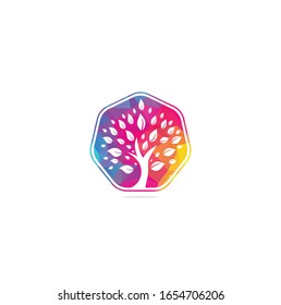 Green tree logo design. Abstract organic element vector design. Ecology Happy life Logotype concept icon.	