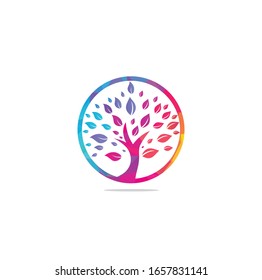Green tree logo design. Abstract organic element vector design. Ecology Happy life Logotype concept icon.	