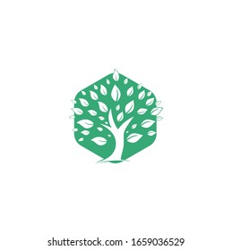 Green tree logo design. Abstract organic element vector design. Ecology Happy life Logotype concept icon.	
