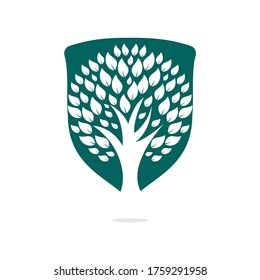 Green tree logo design. Abstract organic element vector design. 