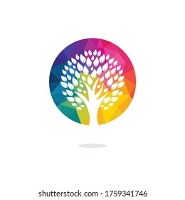 Green tree logo design. Abstract organic element vector design. 