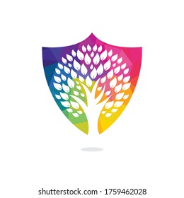 Green tree logo design. Abstract organic element vector design. 