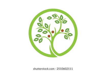 Green tree logo design. Abstract organic element vector design. Ecology Happy life Logotype concept icon. Pro Vector