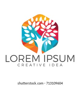 Green tree logo design. Health and nature logo.