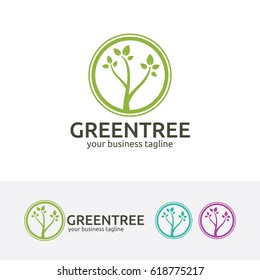 Green tree logo design. Nature and Environment logo concept. Vector logo template