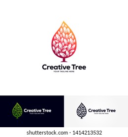 green tree logo design template with clean and modern style on white background