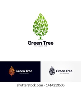 green tree logo design template with clean and modern style on white background