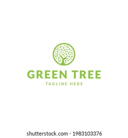 
green tree logo design for template