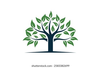 Green Tree Logo Design Vector Illustration for Environmental Branding