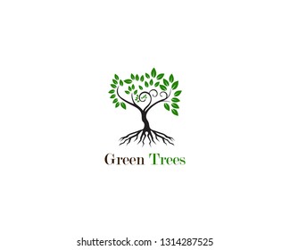 Green tree logo ecology nature vector