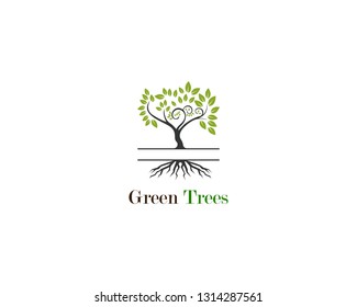 Green tree logo ecology nature vector