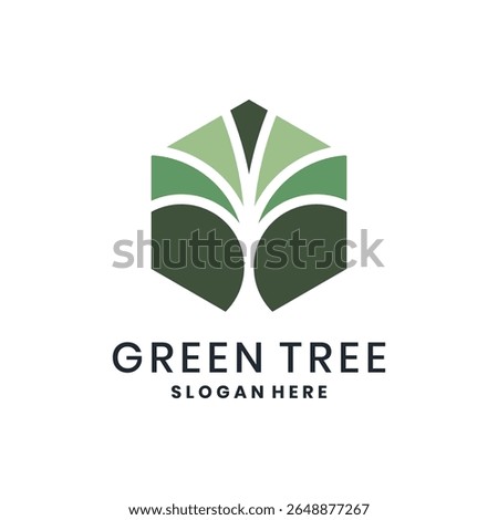 Green tree logo with geometric abstract design