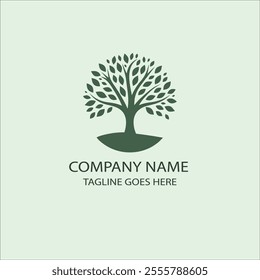 Green tree logo hand drawn illustration artwork