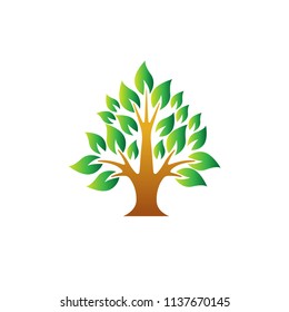 Green tree logo icon. Natural forest template design. Family life community vector illustration