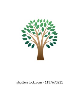 Green tree logo icon. Natural forest template design. Family life community vector illustration