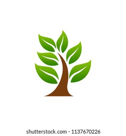 Green tree logo icon. Natural forest template design. Family life community vector illustration