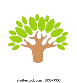 Green tree logo. Tree illustration icon