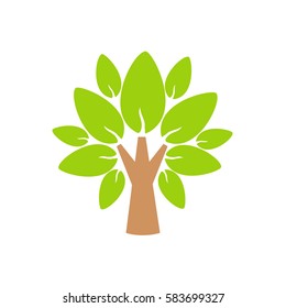 Green tree logo. Tree illustration icon