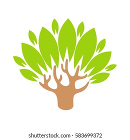 Green tree logo. Tree illustration icon