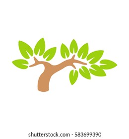 Green tree logo. Tree illustration icon