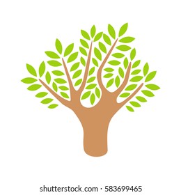 Green tree logo. Tree illustration icon