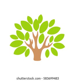 Green tree logo. Tree illustration icon