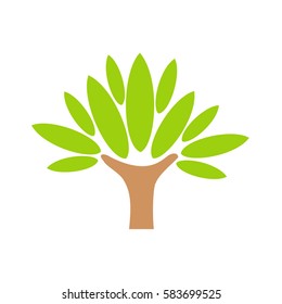 Green tree logo. Tree illustration icon