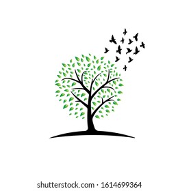 Green tree logo with leaf and branch use for natural symbol and eco company,Creative tree logo concept design modern, simple and professional