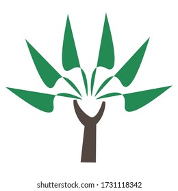 Árbol verde. Logotipo. Diseño original, ecoicono y bio, elemento orgánico abstracto. Símbolo de árbol verde minimalista.