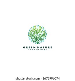 Green tree logo template design vector illustration