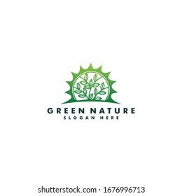 Green tree logo template design vector illustration