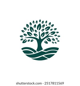 Green tree logo vector art illustration.