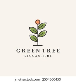 Green tree logo vector hipster vintage icon illustration