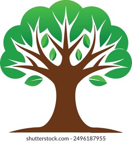 Ilustración vectorial de logo de árbol verde