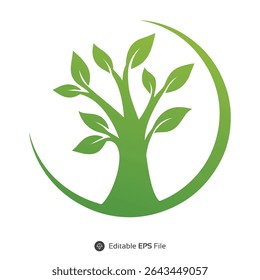Green Tree Logo Vector Illustration Nature Ecology Icon