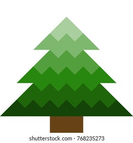 Green tree in low poly style on white background. Diagonal stripe pattern vector abstract 