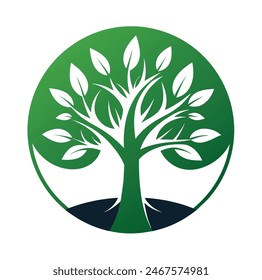 Green Tree Minimalistic Logo Eco Logo Green Tree in Circle Logo