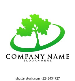 Green tree modern vector logo