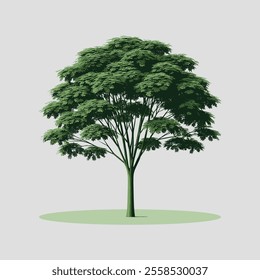 Green Tree With Natural Environment Vector Illustration