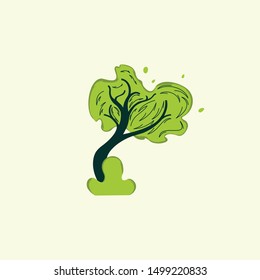 Green Tree Naturally Icon Vector Logo