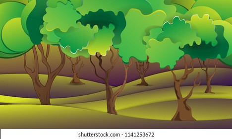 Green tree nature forest landscape  background nature collection ,vector illustration eps 10
