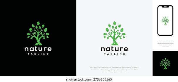 Green Tree Nature Logo Design for Eco-Friendly Brands Environment and Organic Products.