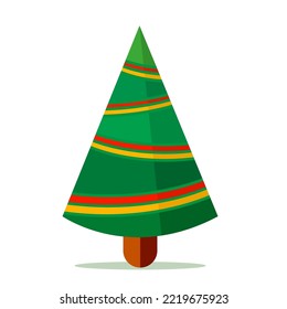 The green tree is not decorated with lights or Christmas decorations.