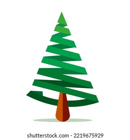 The green tree is not decorated with lights or Christmas decorations.