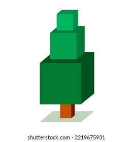 The green tree is not decorated with lights or Christmas decorations.
